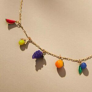 Anthropologie Fruit Charm Necklace 🍉🍋🍇🍊🫐